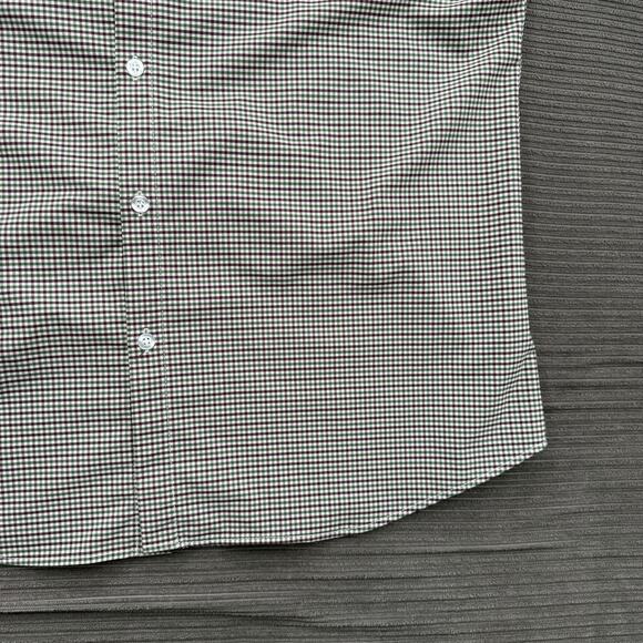 Mizzen Main Shirt Mens XL Trim Fit Green Burgundy Plaid Performance Stretch USA - Picture 7 of 9